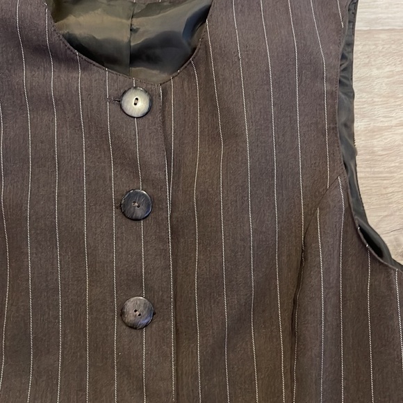 Miss Me Vintage Trending Longline Vest sz M (runs small) Brown Pinstripe - Picture 3 of 15